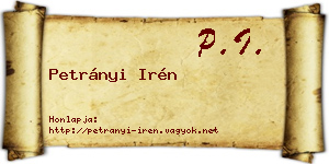 Petrányi Irén névjegykártya